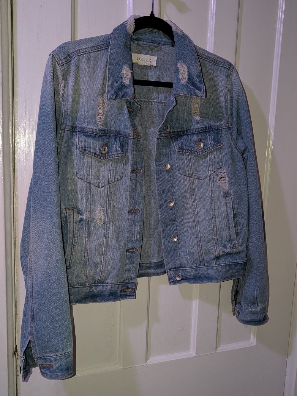 CISONO Distressed Denim Jacket Large Light Wash Jean Jacket